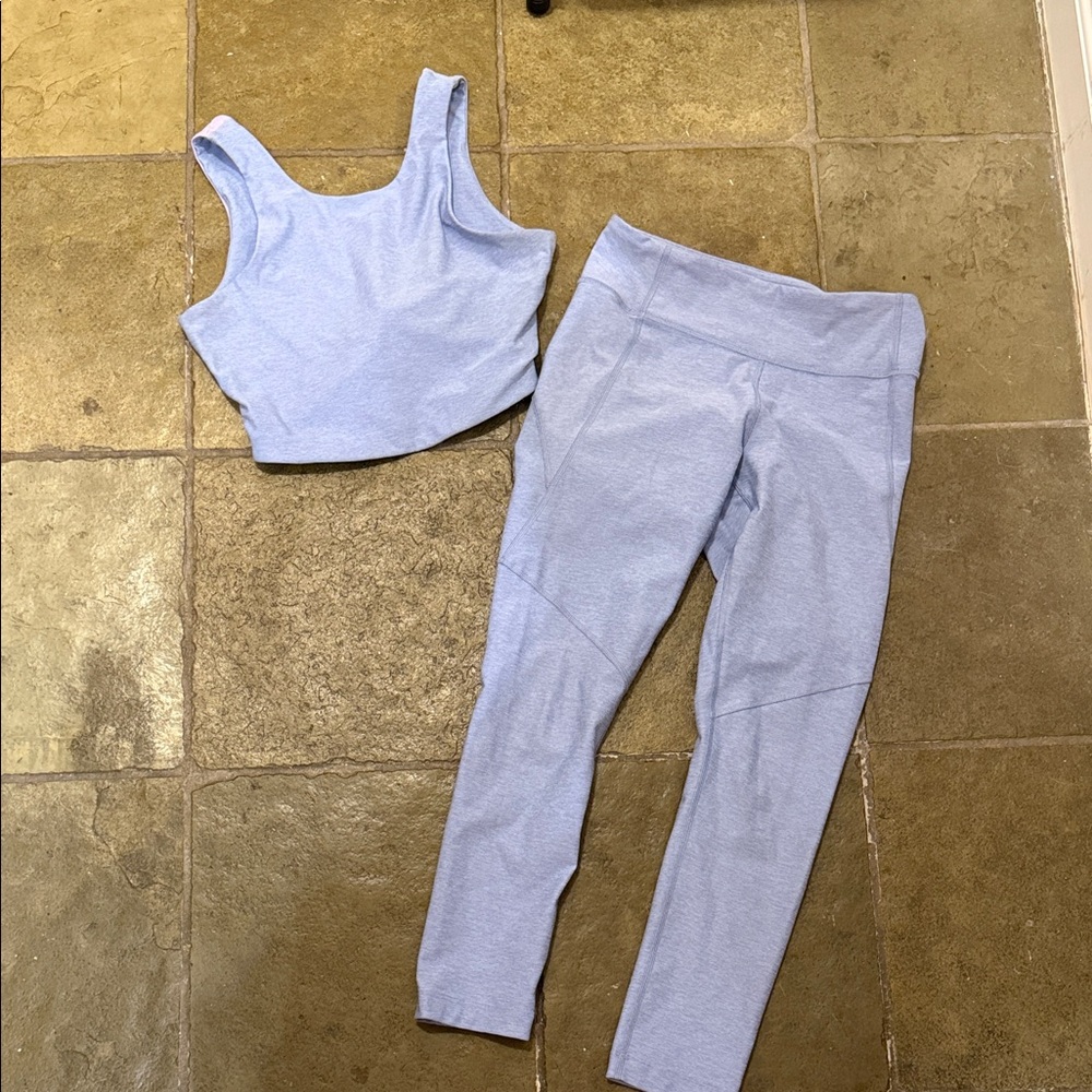 Outdoor Voices Light Blue Leggings and Top Set